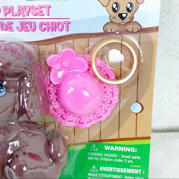 Greenbrier Puppy Playset Toys Brown Poodle With Pink Hat New 4” - Picture 3 of 5